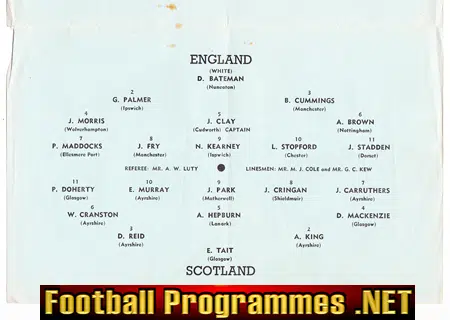 England v Scotland 1960 - Schoolboys at Leeds