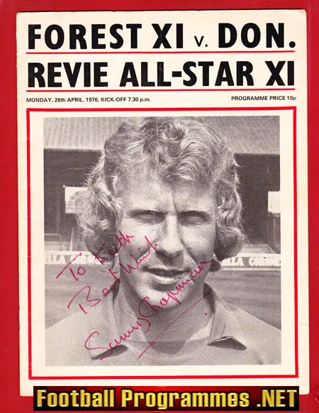 Sammy Chapman Testimonial Benefit Match Notts Forest 1976 SIGNED