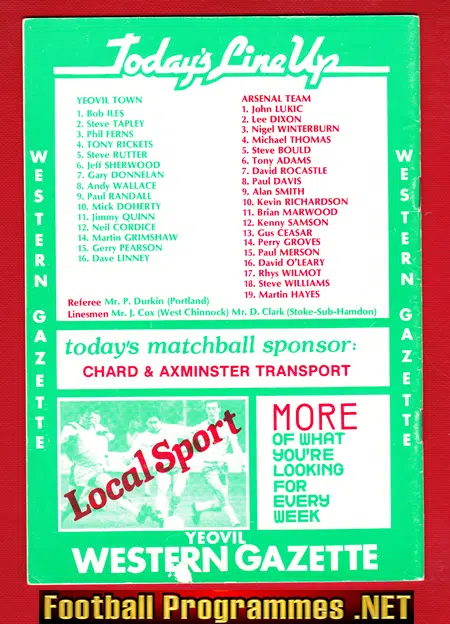 Alan Skirton Testimonial Benefit Match Yeovil Town 1988 - SIGNED
