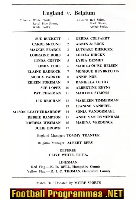 England Ladies v Belgium 1978 - Women's International Football 1970s