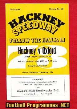 Hackney Speedway v Oxford 1973