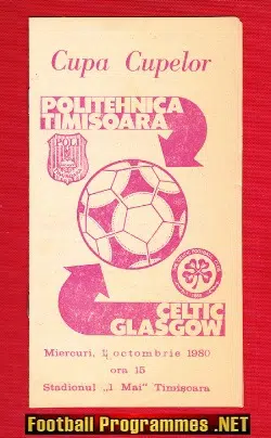 Politehnica Timisoara v Glasgow Celtic 1980 - Away Romania
