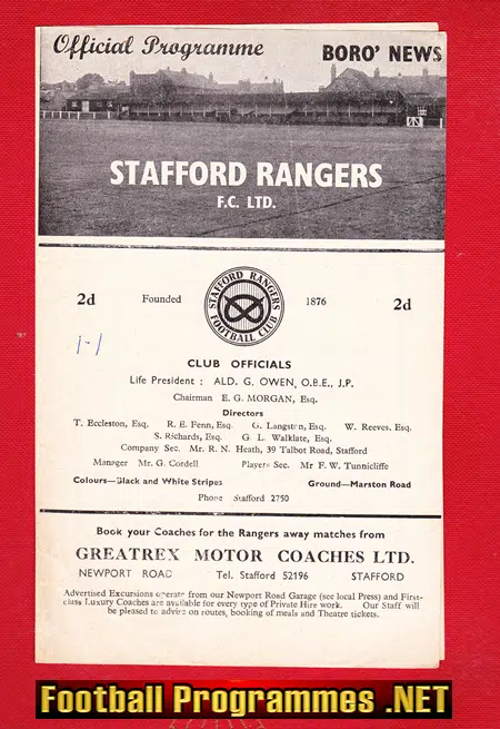 Stafford Rangers v Hyde United 1961