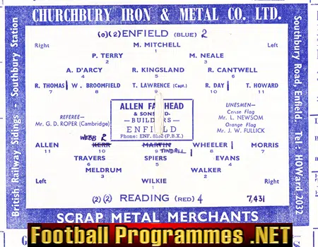 Enfield v Reading 1963 - FA Cup