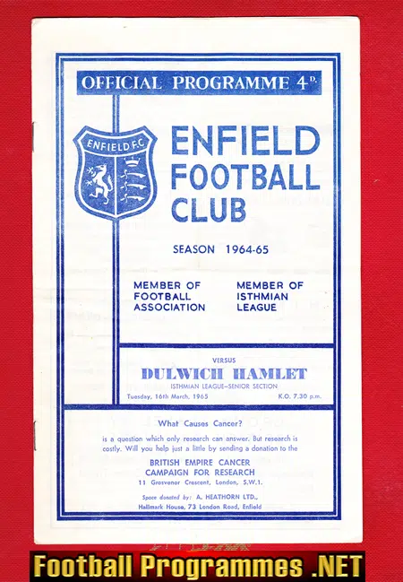 Enfield v Dulwich Hamlet 1965