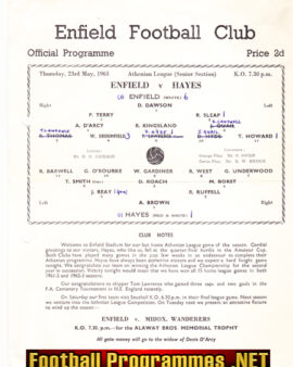 Enfield v Hayes 1963 – Single Sheet