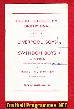 Liverpool Boys v Swindon Boys 1969 - Schoolboys Trophy Cup Final