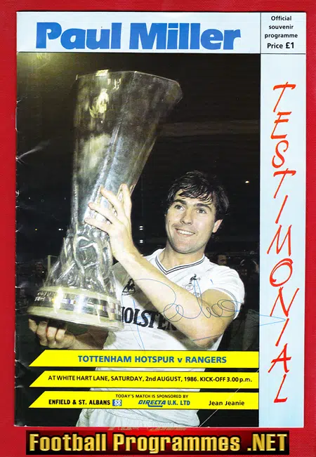 Paul Miller Testimonial Benefit Match Tottenham 1986 – Signed