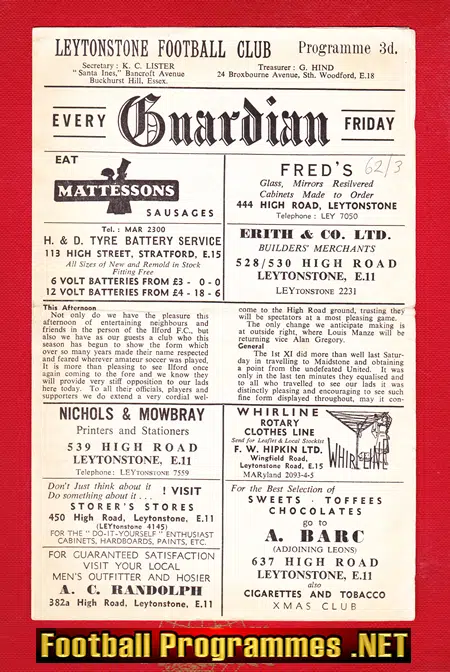 Leytonstone v Ilford 1962