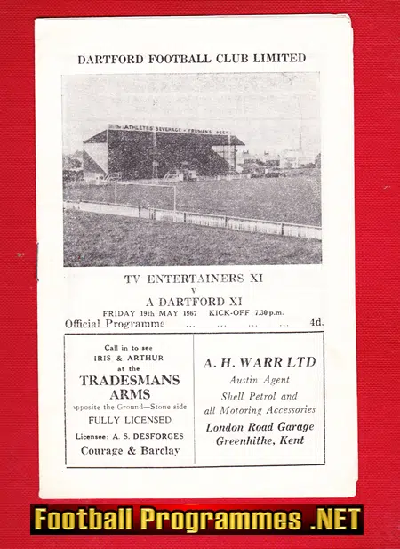 TV Entertainers v Dartford 1967 – Charity Match + Craig Douglas