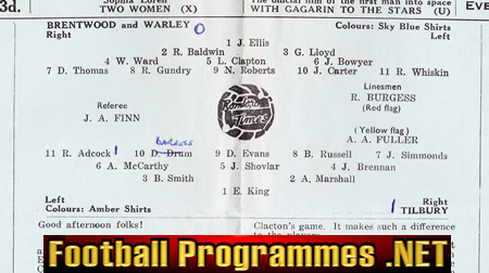 Brentwood Warley v Tilbury 1961 – Amateur Cup