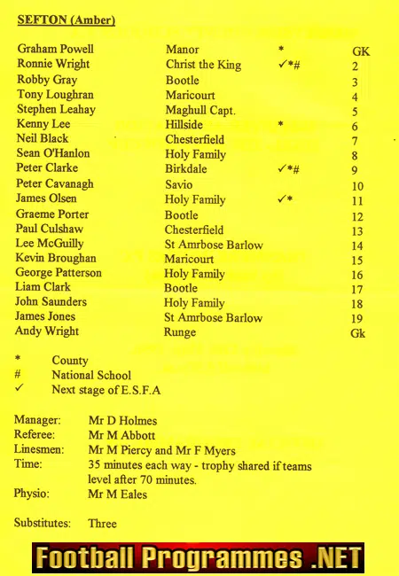 Liverpool Boys v Sefton 1996 - Under 14 Cup Final at Tranmere