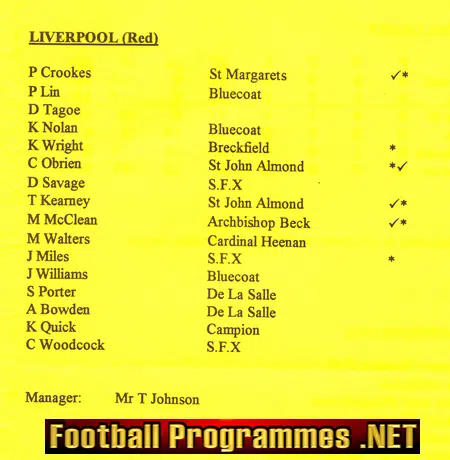 Liverpool Boys v Sefton 1996 - Under 14 Cup Final at Tranmere