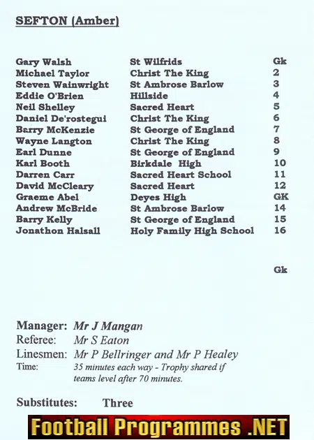 Wirral Boys v Sefton 1996 - Under 15 Cup Final at Tranmere