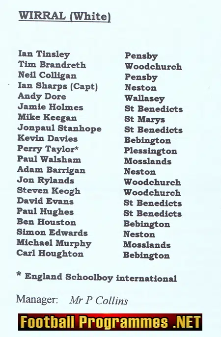 Wirral Boys v Sefton 1996 - Under 15 Cup Final at Tranmere