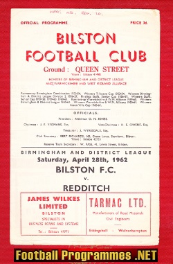 Bilston v Redditch United 1962 – Birmingham District League