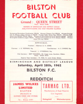 Bilston v Redditch United 1962 – Birmingham District League