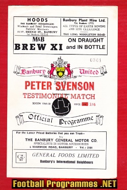 Peter Svenson Testimonial Benefit Match Banbury United 1969