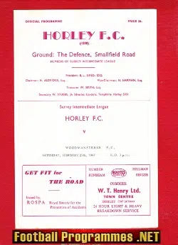 Horley v Woodmansterne 1967 - Surrey League