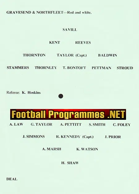 Gravesend Northfleet v Deal Town 1964 - Federation Cup
