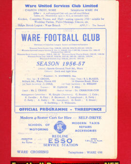Ware v Hemel Hempstead Town 1956 – Delphian League