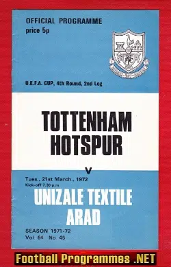 Tottenham Hotspur v Unizale Textile Ard 1972 – UEFA Cup