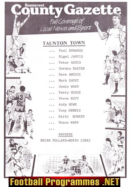 Jimmy Greene Testimonial Benefit Match Taunton Town 1986 SIGNED