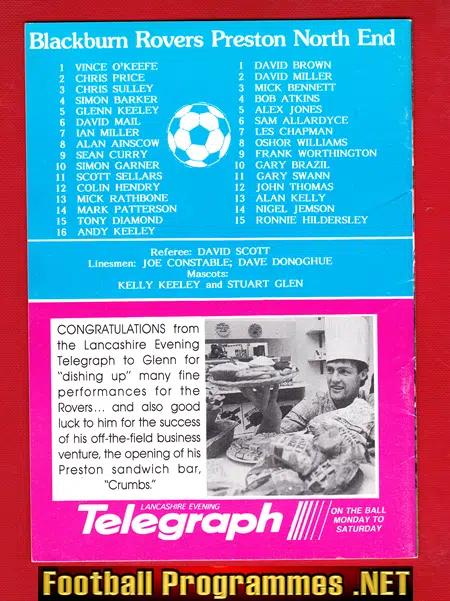 Glen Keeley Testimonial Benefit Match Blackburn Rovers SIGNED