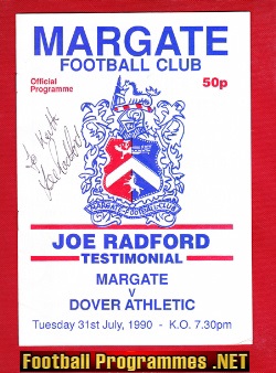 Joe Radford Testimonial Benefit Match Margate 1990 – Signed