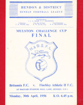Britannia v Finchley 1956 – Mulston Cup Final Maccabi Hendon