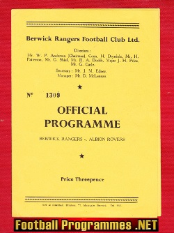 Berwick Rangers v Albion Rovers 1958