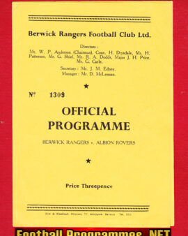 Berwick Rangers v Albion Rovers 1958