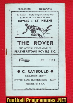 Featherstone Rovers Rugby v St Helens 1959