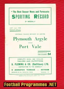 Plymouth Argyle v Port Vale 1950