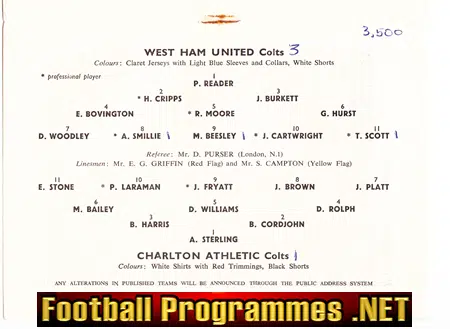 West Ham United v Charlton Athletic 1959 - Youth Cup Bobby Moore