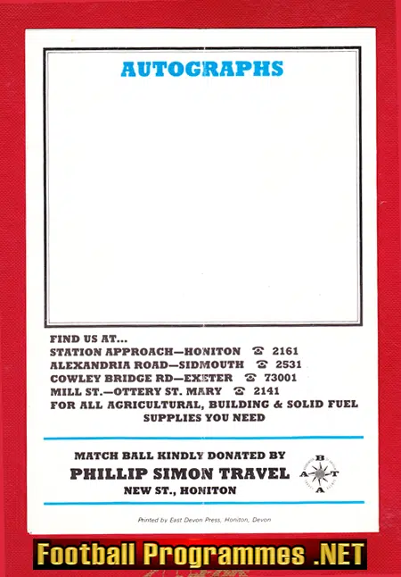 Honiton Town v Liverpool 1985 - Devon