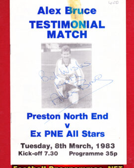 Alex Bruce Testimonial Benefit Match Preston PNE 1983 – SIGNED