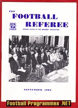 Football Referee Association Official Magazine 1962 - September