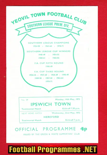 Yeovil Town v Ipswich Town 1973