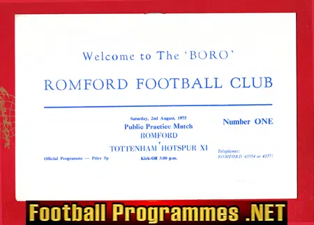 Romford v Tottenham 1975 – Public Practice Match