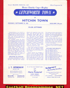 Letchworth Town v Hitchin Town 1962 – Herts Charity Cup Replay