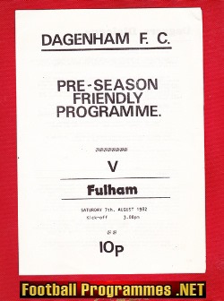 Dagenham v Fulham 1982 – Pre Season Friendly Match