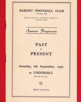 Barnet Past v Barnet Present 1952 – Souvenir Programme 1950s