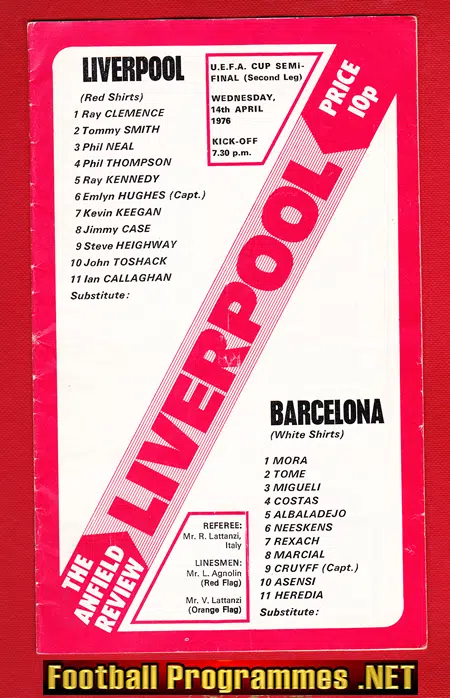 Liverpool v Barcelona 1976 - UEFA Cup Semi Final 2nd Leg