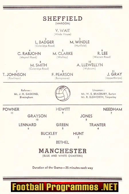 Sheffield Boys v Manchester Boys 1960 - English Schoolboys Semi