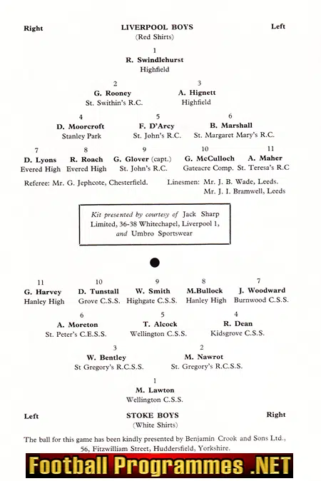 Liverpool Boys v Stoke Boys 1962 - English Schoolboys Cup Final