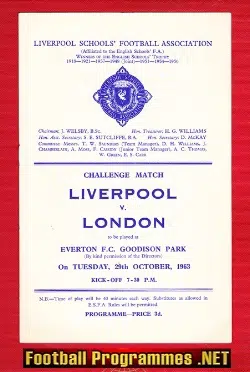 Liverpool Boys v London Boys 1963 – Schoolboys Goodison Park