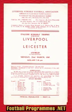Liverpool Boys v Leicester Boys 1965 – Schoolboys Semi Final
