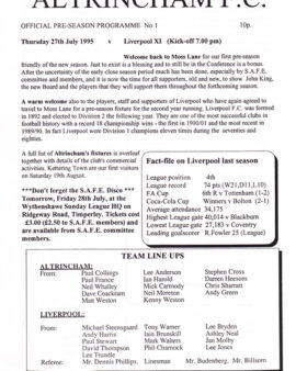 Altrincham v Liverpool X1 1995 – Jan Molby – Thompson