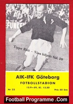 AIK v IFK Goteborg 1959 - Sweden - football programme